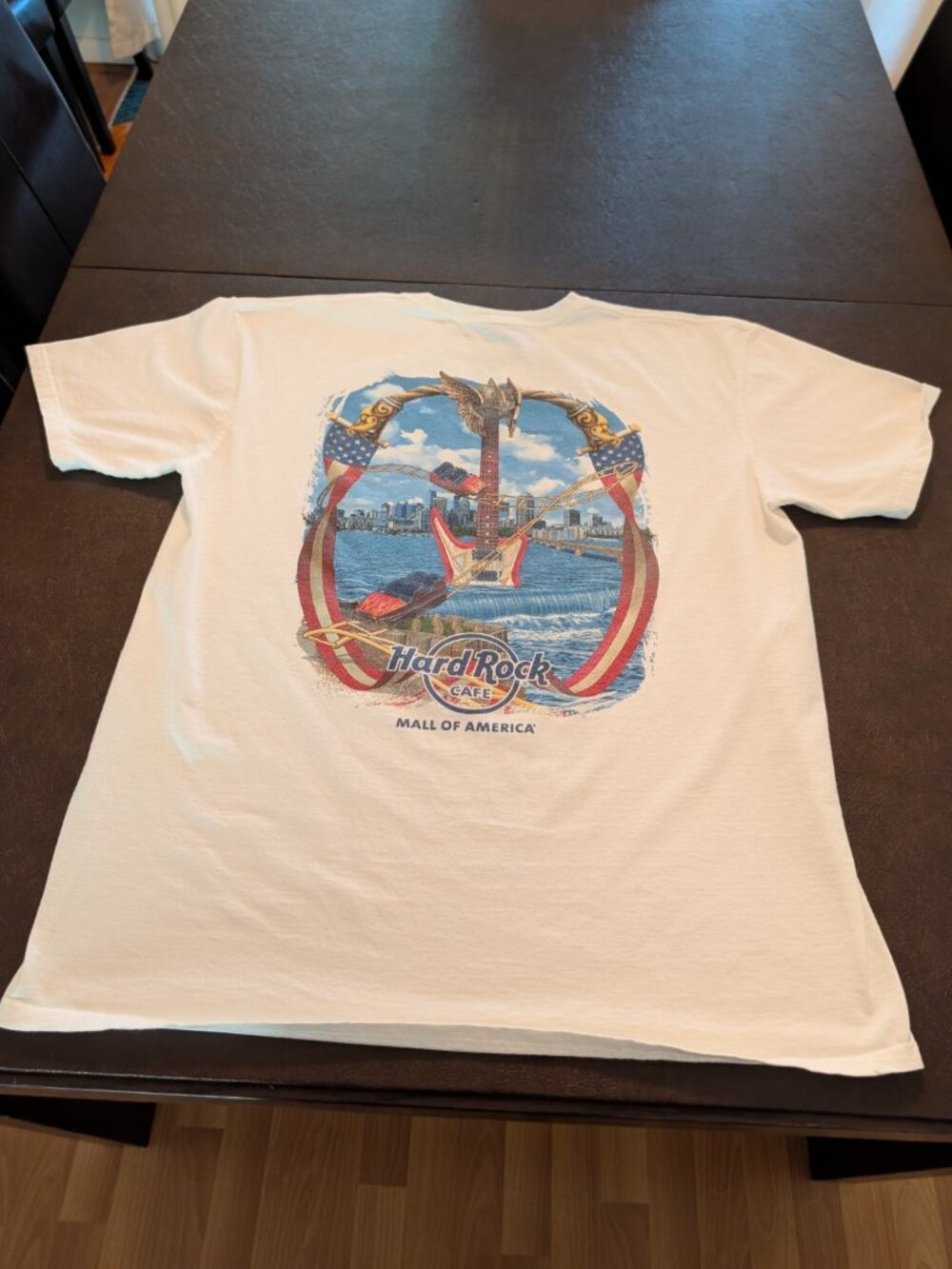 Hard Rock Cafe Mall of America Roller Coaster T-Shirt XL White Rare